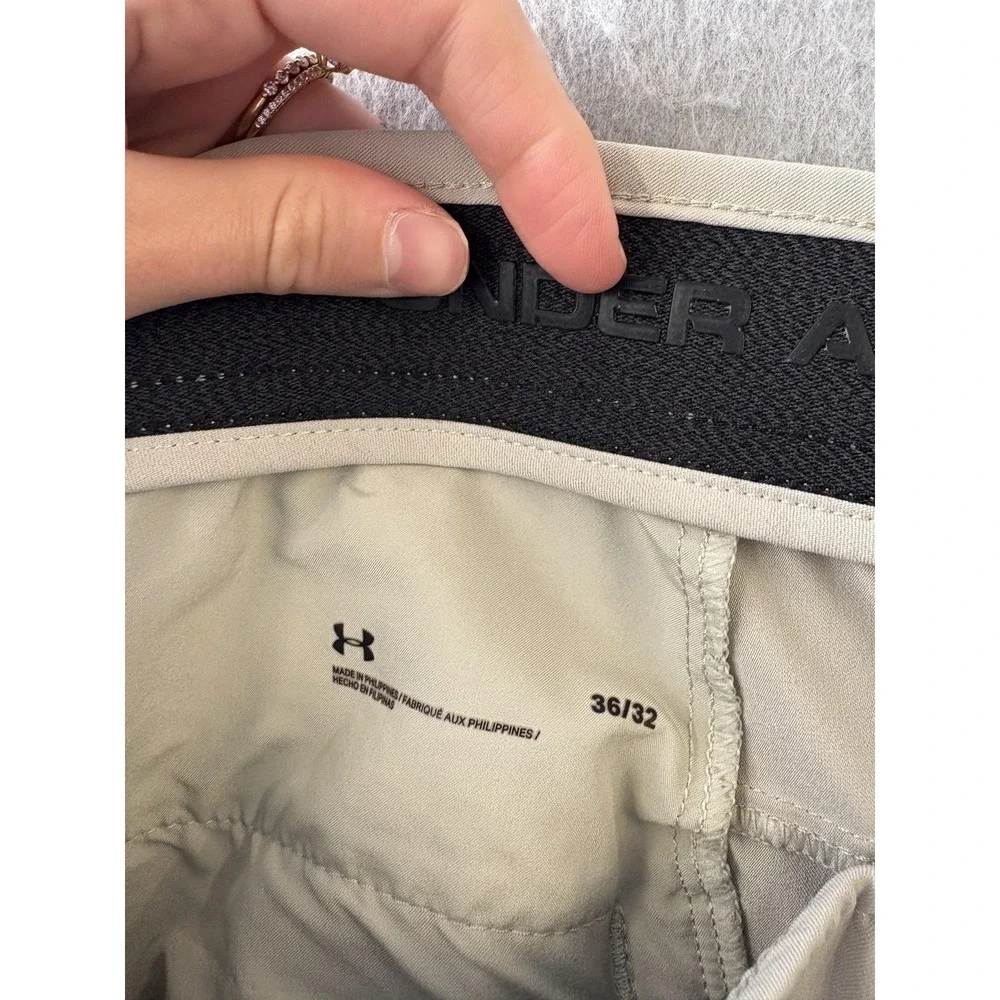 Under Armour Pants Mens 36x32 Beige‎ Khaki Golf Straight Leg Stretch Waist